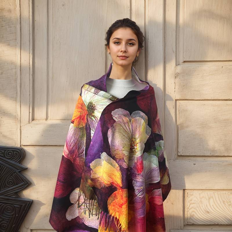 Gorgeous Floral Design Scarf/Shawl