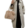 Faux Fur Double Handle Handbag
