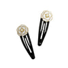 White Flower Barrette with Pearl