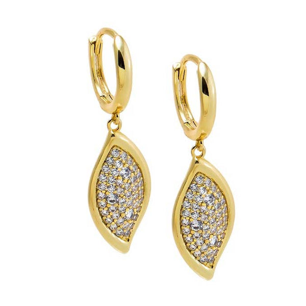 Pave Curved Marquise Drop Huggies