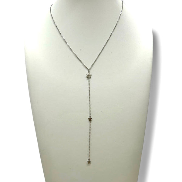 Sterling Silver Star Y Necklace