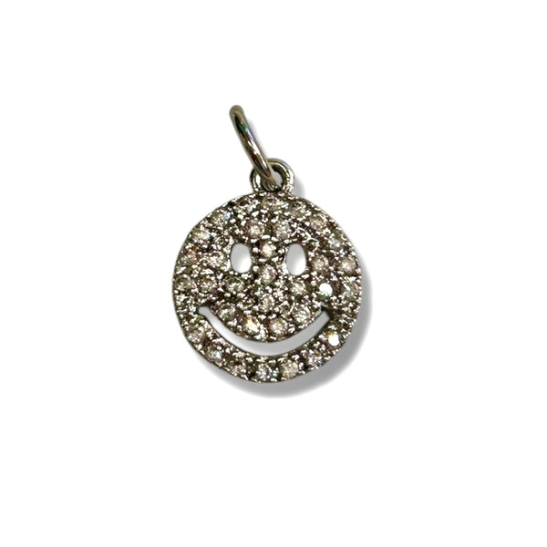 Silver Pave Smiley Charm