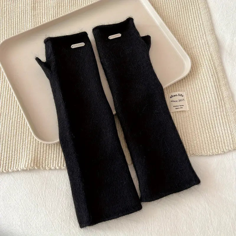 Cashmere Feel Soft and Cozy Long Fingerless Gloves