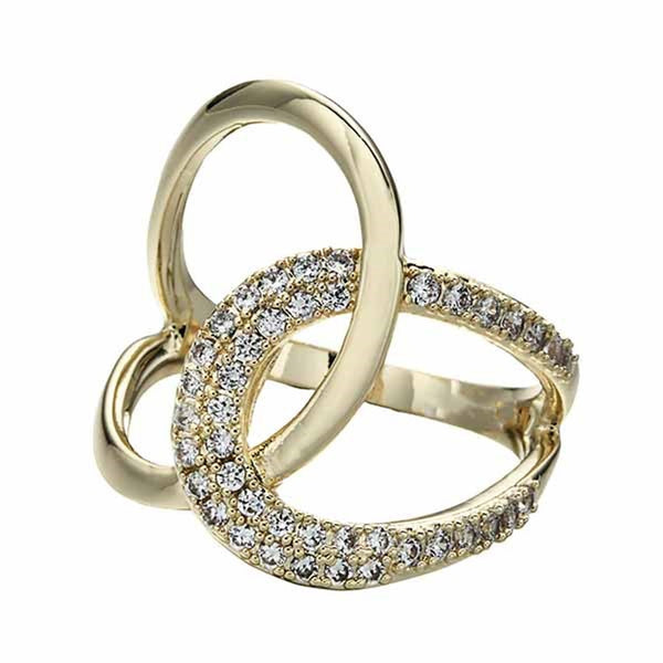 CZ and Gold Two Tone Loop Ring