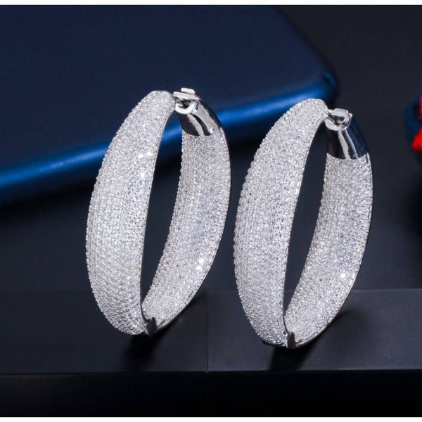 Cubic Zirconia Inside Out Hoop Earrings