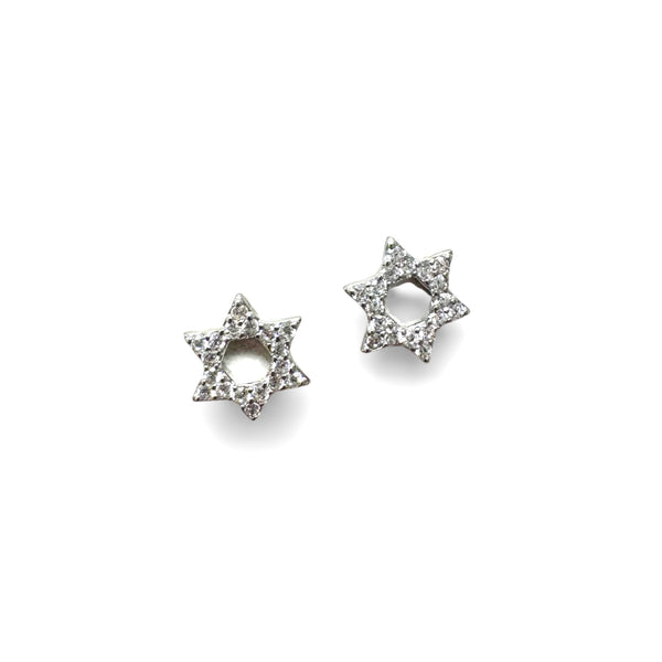 Star Of David CZ Post Earrings
