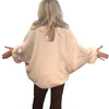 Dusty Pink Knit Poncho With Fox Fur Trim Sleeves