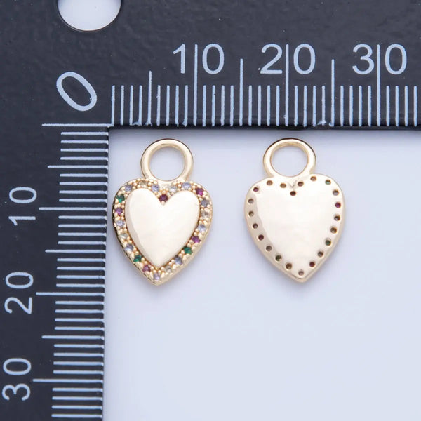 18K Gold Filled Multicolor Micro Pave CZ Heart Charm