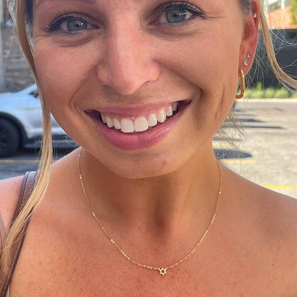 Teeny Tiny Gold Star of David Necklace