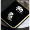 Italian Design Satin and CZ Hoop Earrings