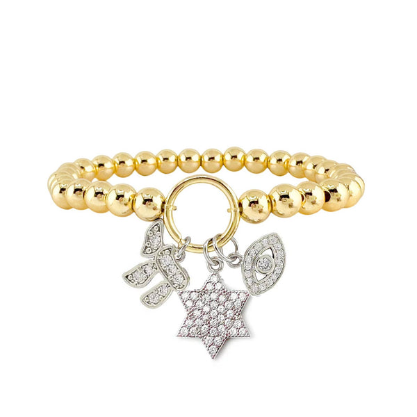 Lynn Star of David, Chai and Evil Eye Charm Bracelet