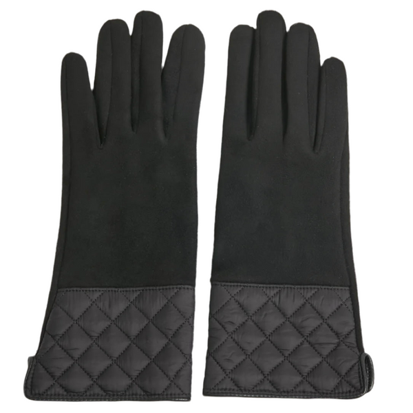 Faux Suede Quilted Gloves