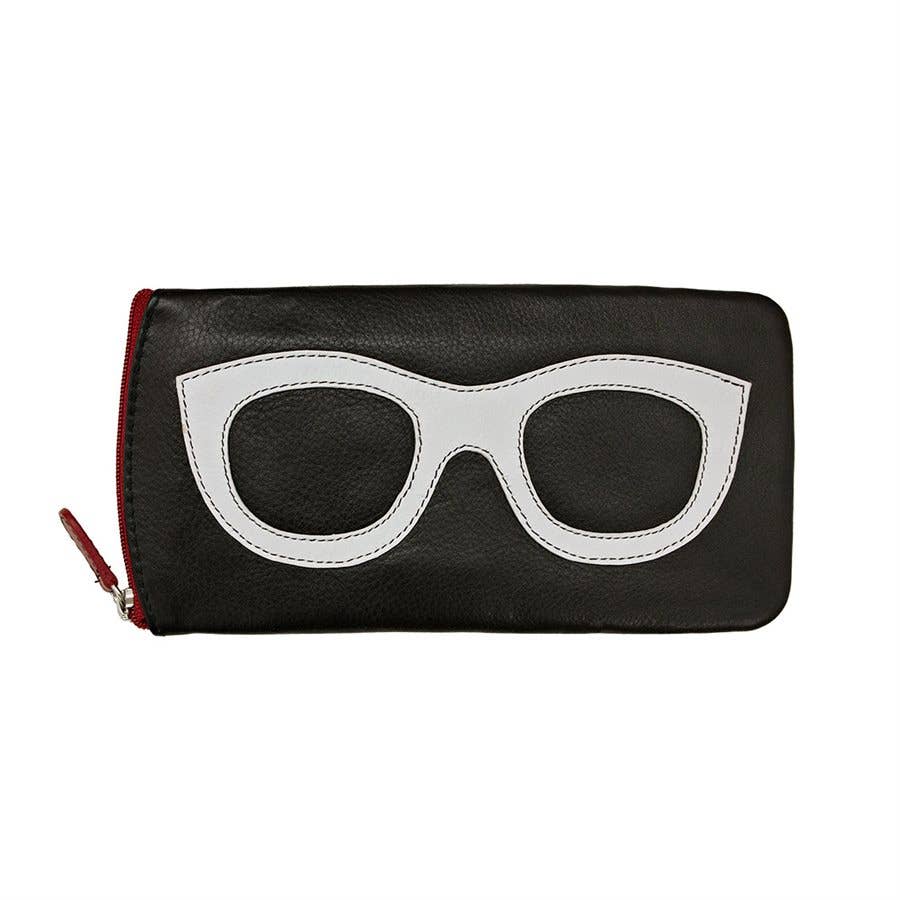 Leather Double Zip Eyeglass Case