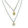 Enamel Beaded Hamsa or Star of David Charm Necklace