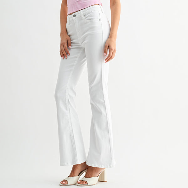 Just Black Denim Jeans Mid Rise Flare In White