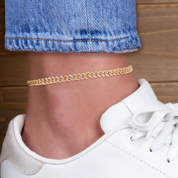 Pave Mini Curb Chain Anklet