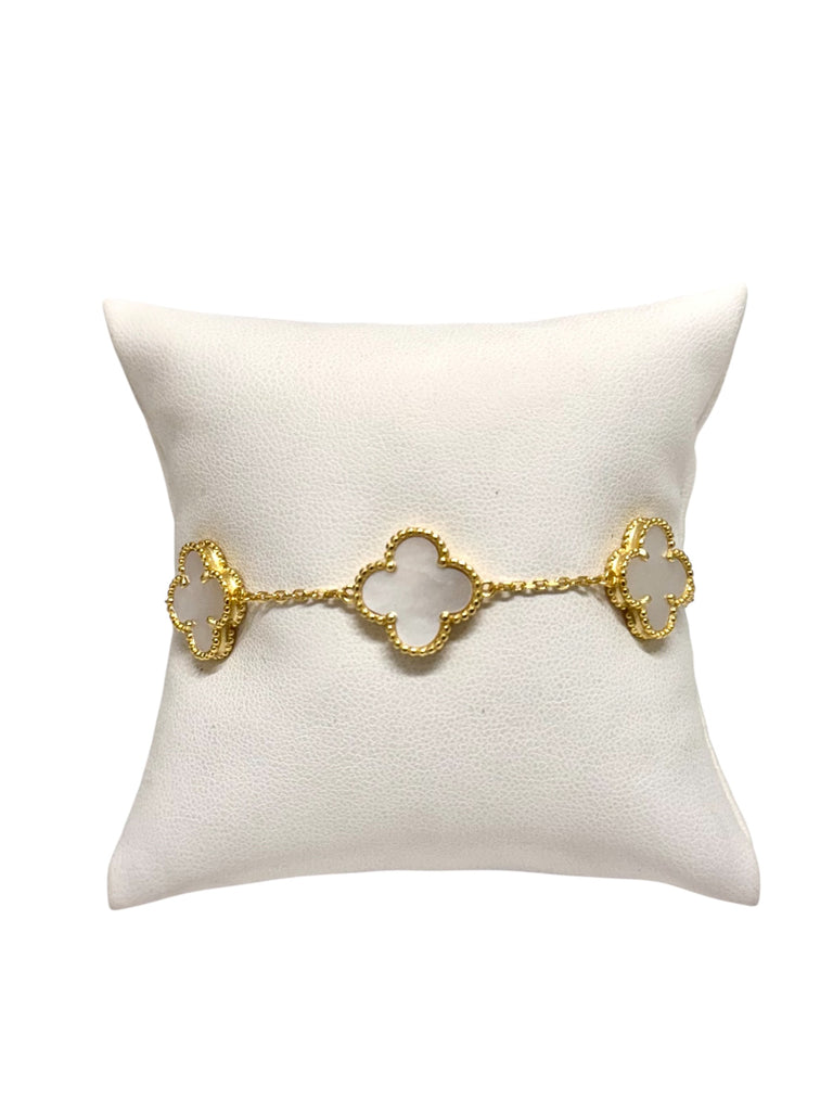 Five-Station Mother of Pearl Clover Bracelet