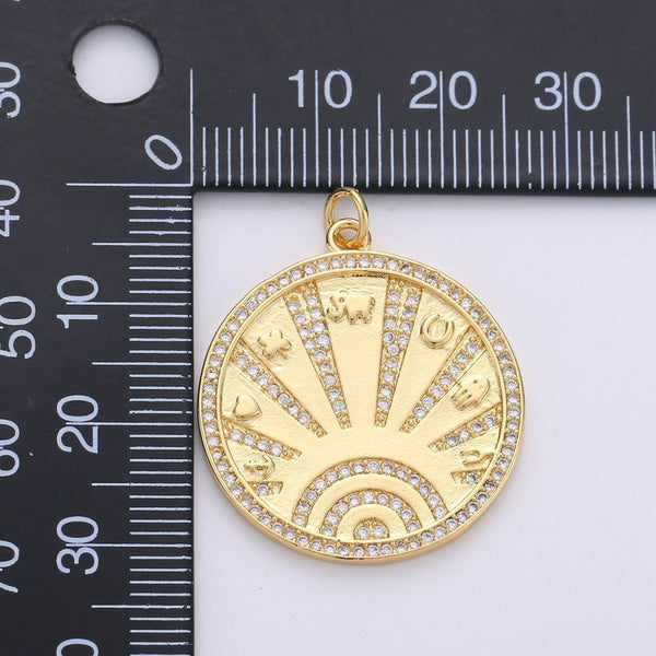 Gold Lucky Coin Talisman Charm Pendant