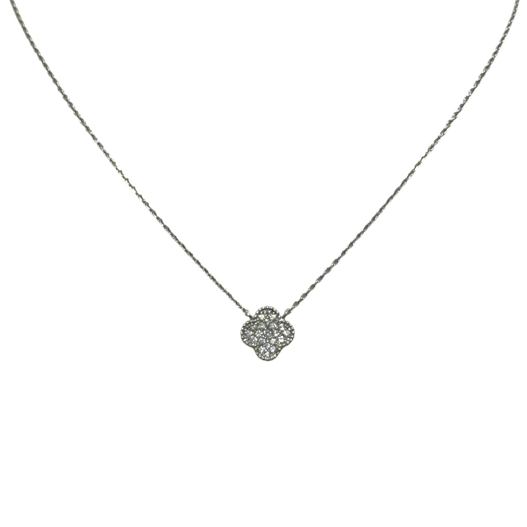 Petite Pave Clover Necklace