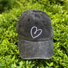 Distressed Black Dreaming Heart Ball Cap