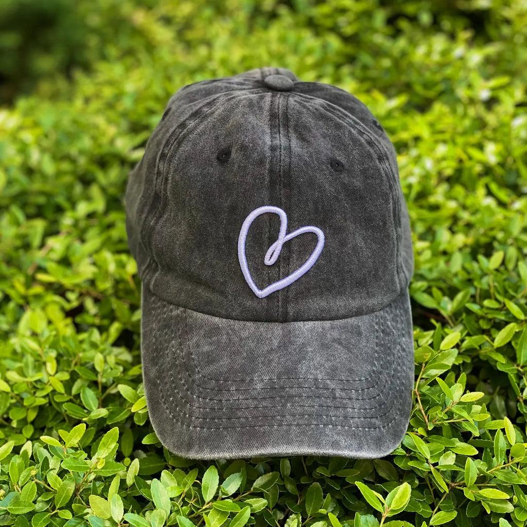 Distressed Black Dreaming Heart Ball Cap