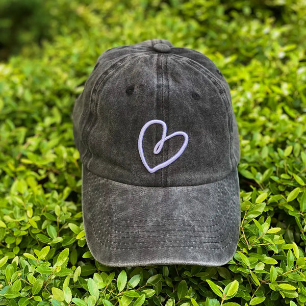 Distressed Black Dreaming Heart Ball Cap
