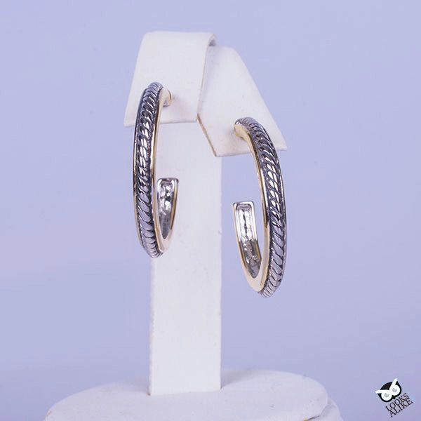 Two-Tone Cable Hoop Earrings