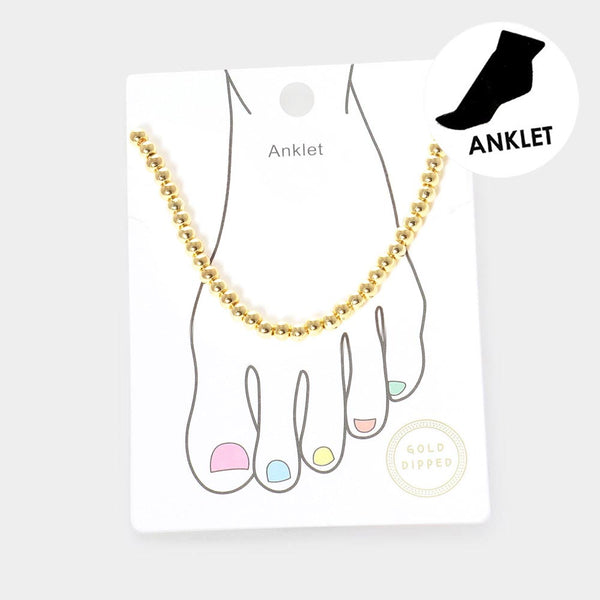 4mm Gold Dipped Metal Ball Anklet