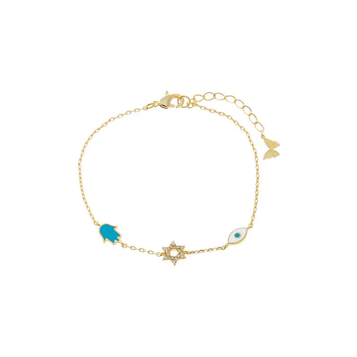 Turquoise Jewish Charms Bracelet