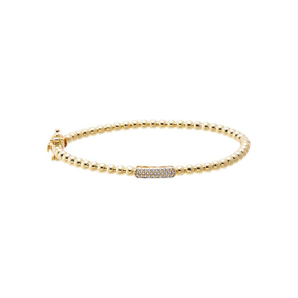 Gold Beaded CZ Accent Bangle