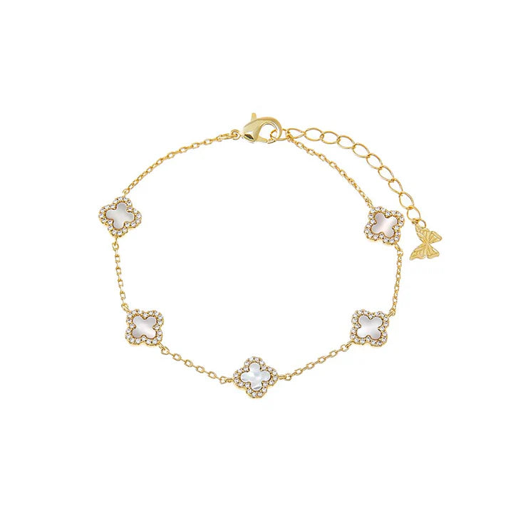 Mini Multi Pave Colored Clover Bracelet