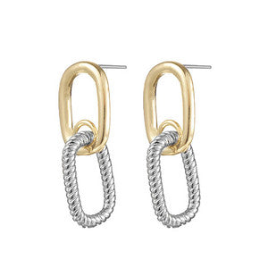 Two Tone Cable Paper Clip Earrings