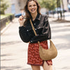Brie Studded Suede Shoulder/Crossbody Bag