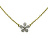 Single Pave Gold or Silver Flower Necklace