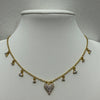 Pave Heart Necklace With CZ Stations