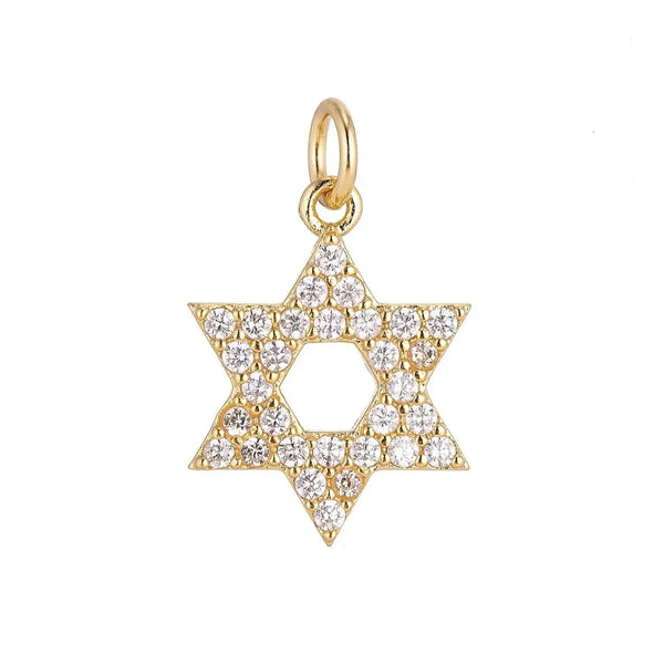 18K Gold Filled Star of David Zirconia Charm Pendant