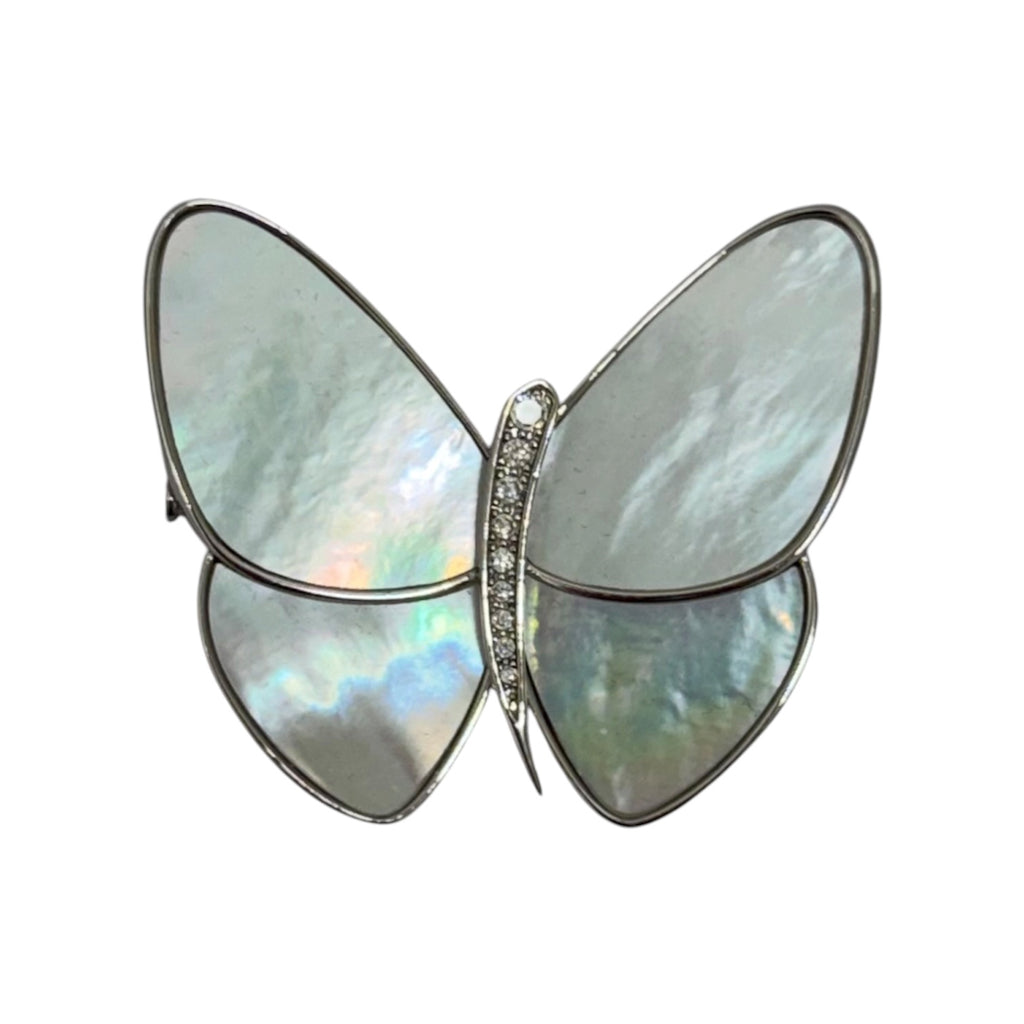 Pearl and CZ butterfly pin