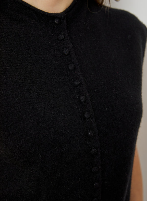 Design History Pure Black Cashmere Button Front Sweater Vest