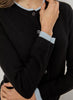 Design History Cashmere Cardigan In Black With Powder Blue Trim