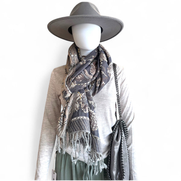 Beautiful Neutral Grey and Beige Scarf