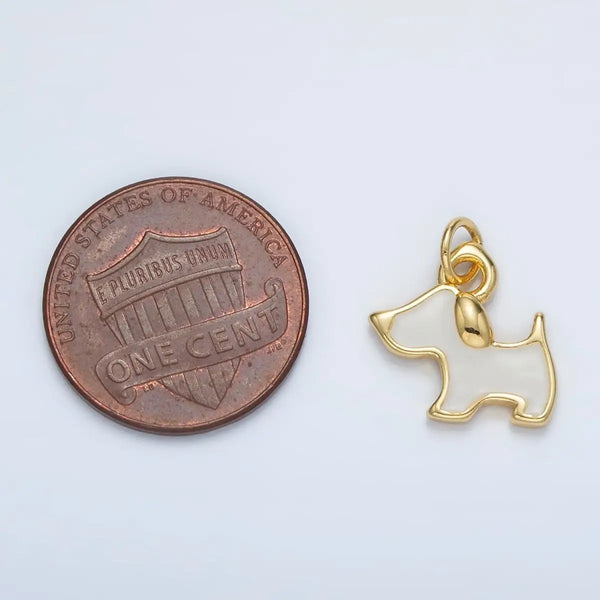 Mini White Enamel Dog Charm