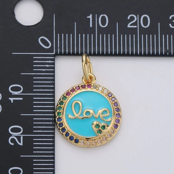 Blue Enamel Multicolored Stone Enamel Pendant