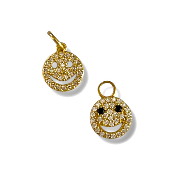 Gold Pave Smiley Face Charms