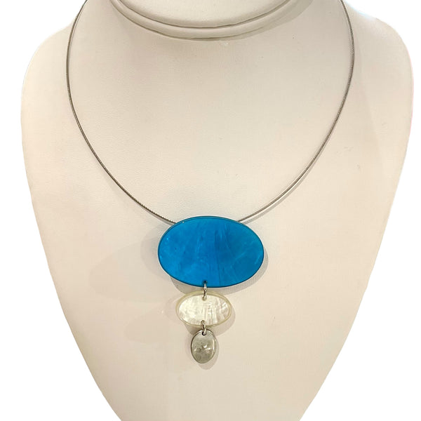 Wire Chain Acrylic Design Drop Necklace