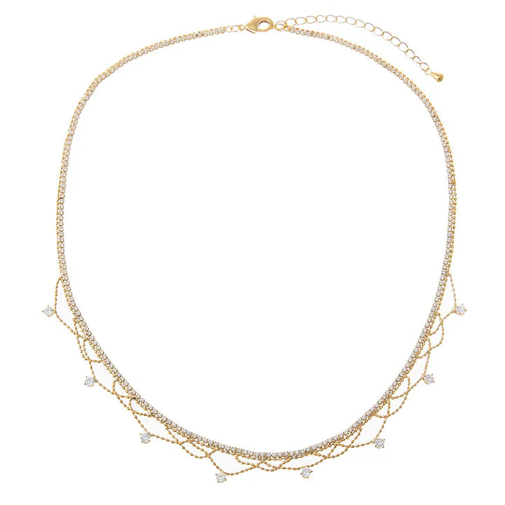 CZ Fringe Gold Layer Choker