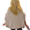 Cable Knit Cashmere Blend Poncho with Fox Fur Trim