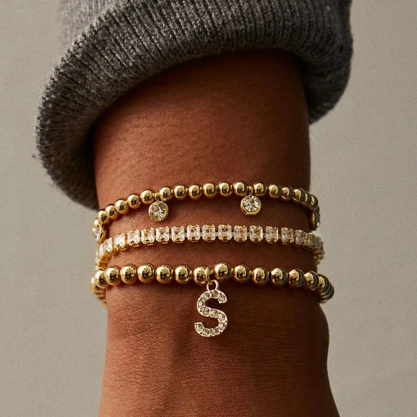 Ball Bracelet With Hanging Crystal Charms