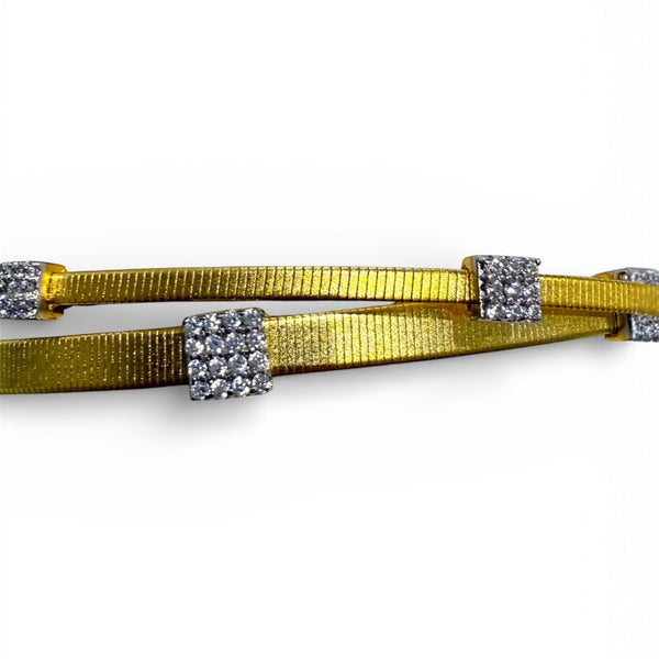 Double Bangle Bracelet With Pave Squares