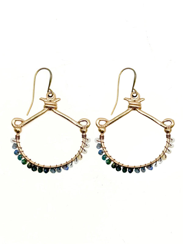 Hydna of Scion Blue Sapphire Wrapped Earrings
