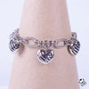 Silver and Gold Cable Heart Charm Bracelets